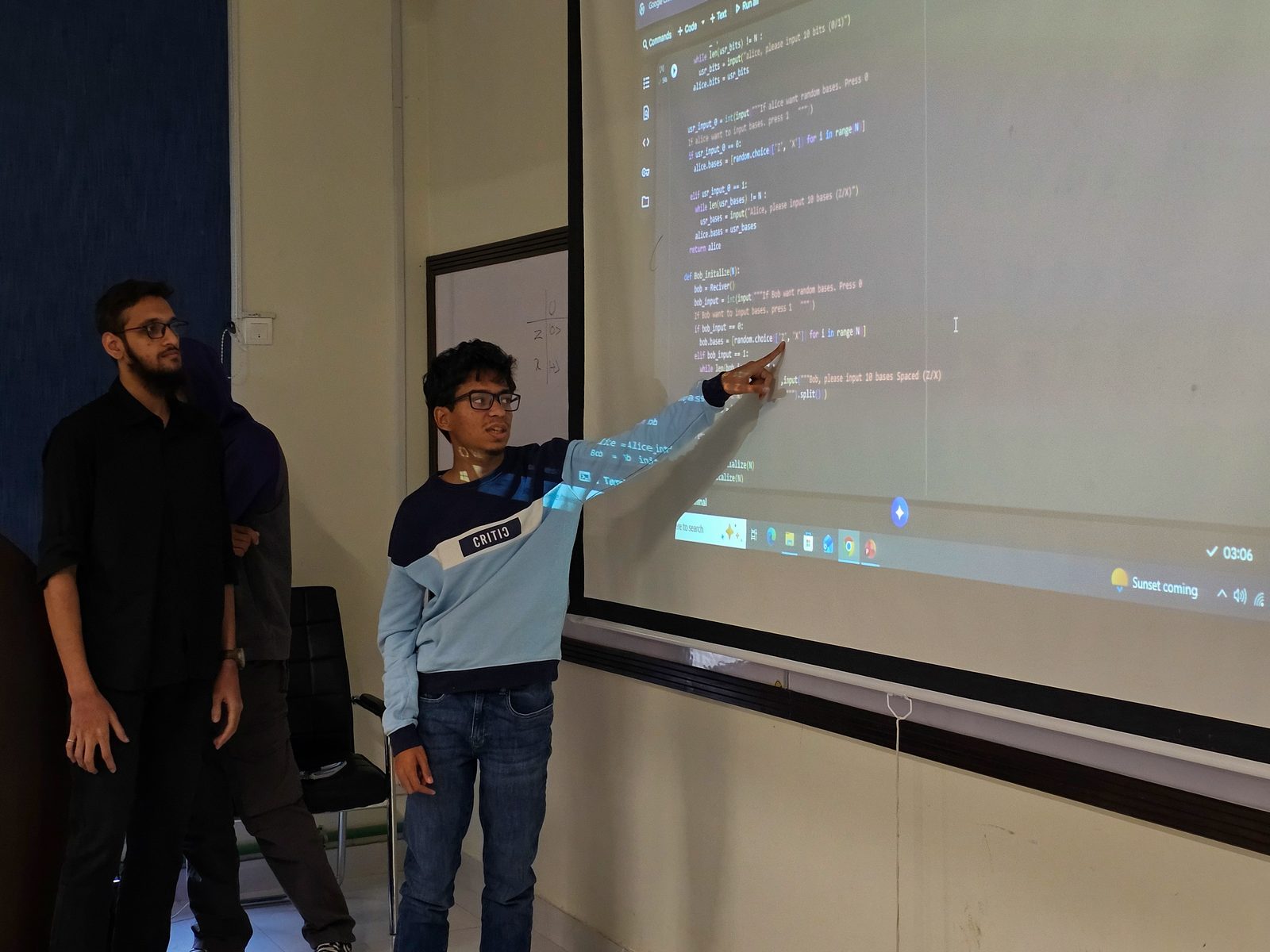 Live code walkthrough projected for the room on the final day.